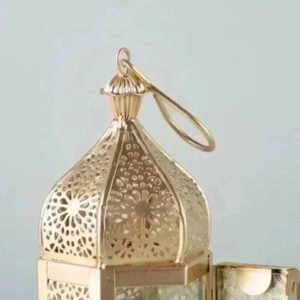 SOLD OUT! Handmade Medium Metal and Etched Glass Tea Light Hanging Lantern - Picture 3 of 5